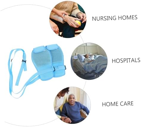 Side view of padded patient safety mitts showing thick sponge filling.