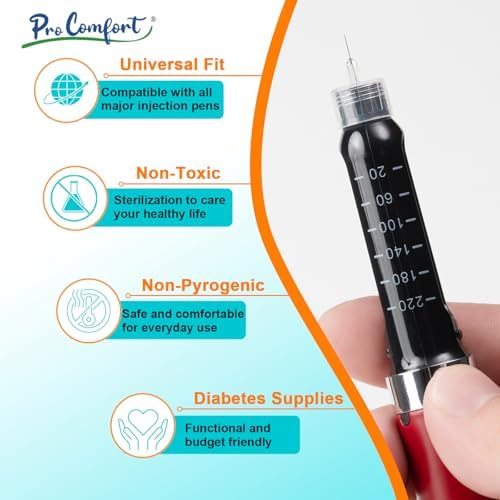 Diabetic pen needles 100 count pack for insulin delivery