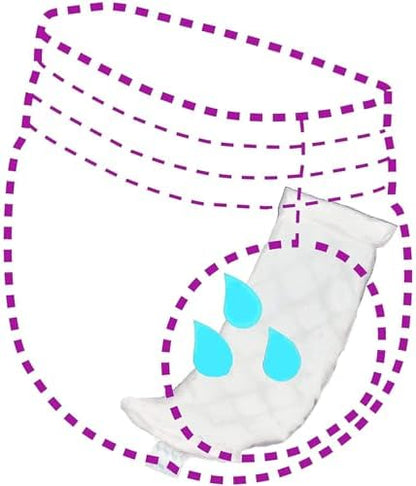 Instructions diagram for applying BrightCare booster pad to diaper
