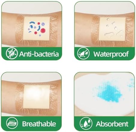 Jointown 7x7 inches Foam Absorbent Dressings showing the painless removal backing application steps.