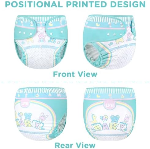 Rear view of LittleForBig adult diaper cover with snaps