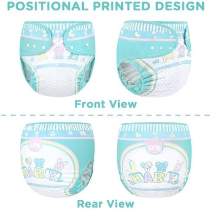 Rear view of LittleForBig adult diaper cover with snaps