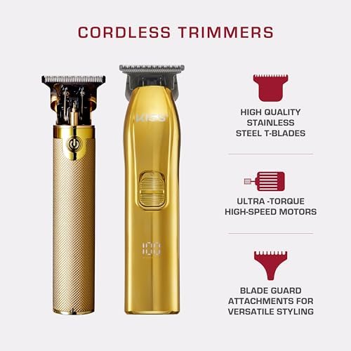 Ergonomic non-slip grip profile view of the high-torque KISS precision beard trimmer.