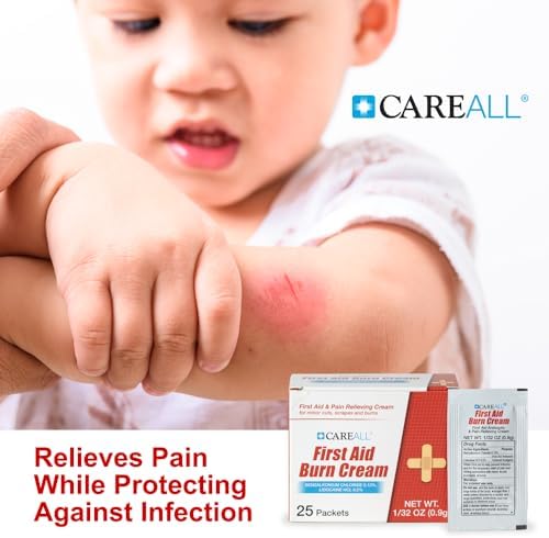 Individual 0.9 gram foil packets of CareALL antiseptic burn cream