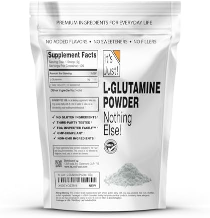 Its Just L-Glutamine unflavored amino acid supplement tub