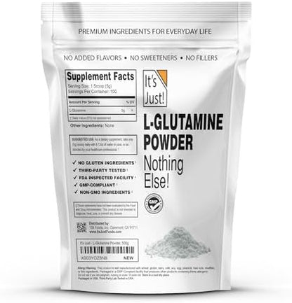 Its Just L-Glutamine unflavored amino acid supplement tub