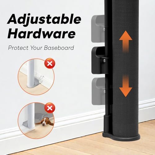 Adjustable baseboard brackets on the Peluasua safety gate during home installation
