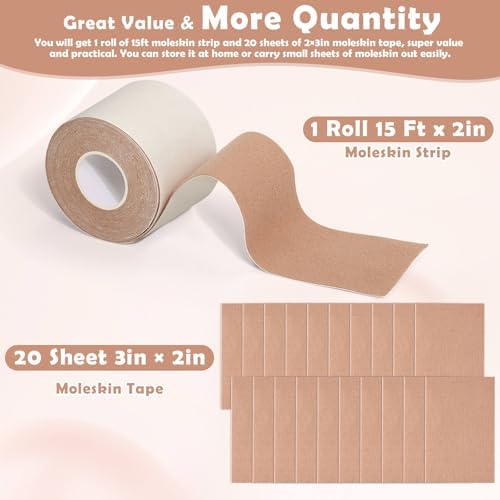 Khaki adhesive cotton moleskin roll for foot comfort and friction relief.