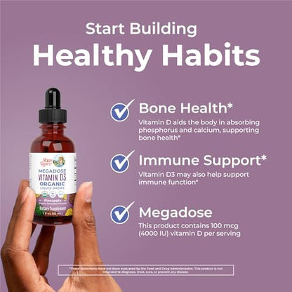 MaryRuth Organics organic lichen sourced vegan cholecalciferol liquid drops pineapple flavor