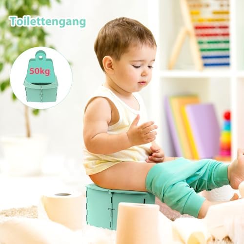 Toddler using Topincn portable potty seat in an outdoor setting