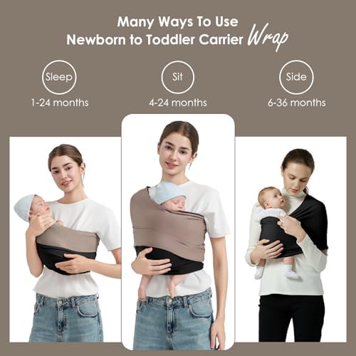 Shiaon baby sling carrier showing the adjustable fastening clip and secure release button assembly.