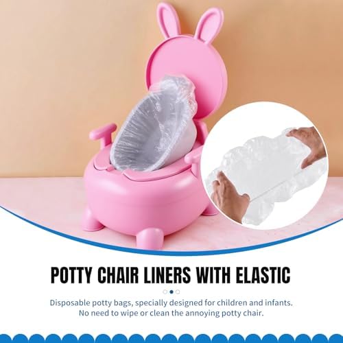 Ynshouna portable potty training bags stretched over a standard toddler training seat demonstrating the secure elastic fit.