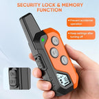 Dog training remote showing levels one to sixteen and security lock