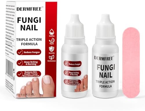 DERMFREE antifungal liquid packaging showing product benefits and 15ml size.