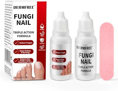DERMFREE antifungal liquid packaging showing product benefits and 15ml size.