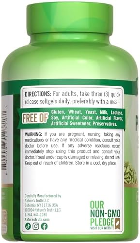Nature's Truth Pumpkin Seed Oil 75 softgels supplement facts label