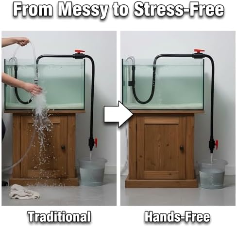 GQAQZQ aquarium siphon hook mounted securely on a 55-gallon glass fish tank edge.