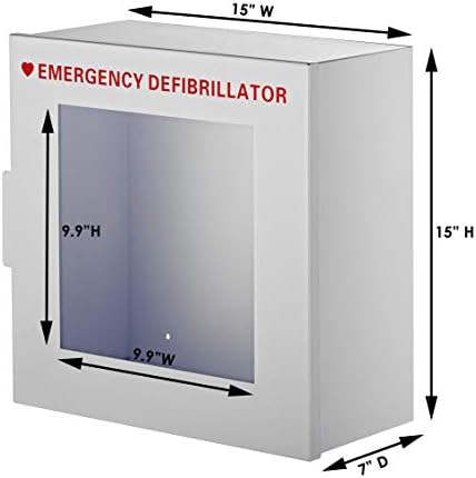 AdirMed AED enclosure showing single handle pull latch mechanism