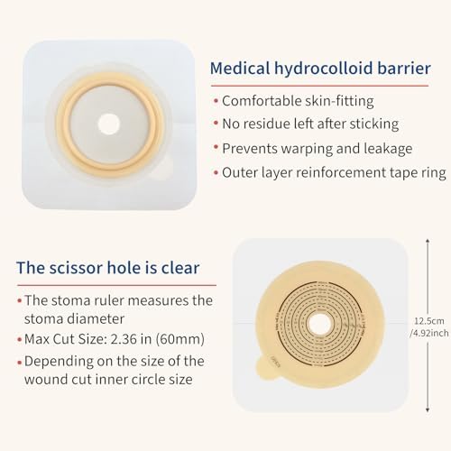 Close up view of the Heagimed two piece ostomy pouch coupling ring mechanism and medical grade hydrocolloid skin barrier flange