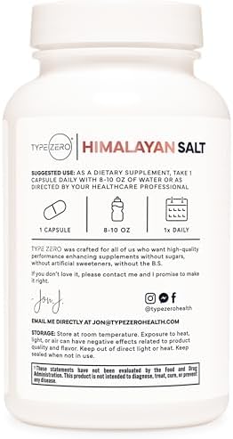 Keto friendly Type Zero Himalayan pink salt mineral capsules for fitness hydration.