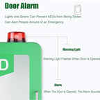 Emergency AED station with loud integrated door alarm system