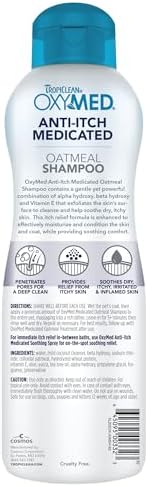 Dog enjoying a soothing bath with medicated oatmeal shampoo
