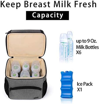 Teamoy gray travel baby bottle tote with shoulder strap