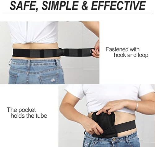 Black medium size PEG tube belt laid flat to show pouch opening
