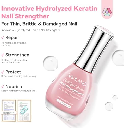 Close up of Saviland keratin nail strengthener texture