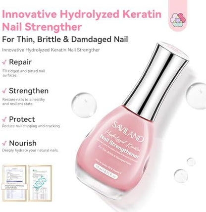 Close up of Saviland keratin nail strengthener texture