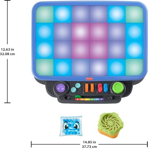 Fisher-Price light station product packaging demonstrating the various visual and auditory learning features for older toddlers.