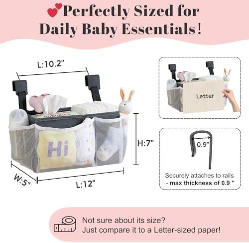 Hogarcosas crib side diaper organizer highlighting mesh bottle holders