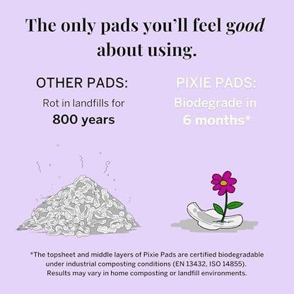 Pixie Cup organic cotton pads individual wrappers for hygienic on the go feminine protection