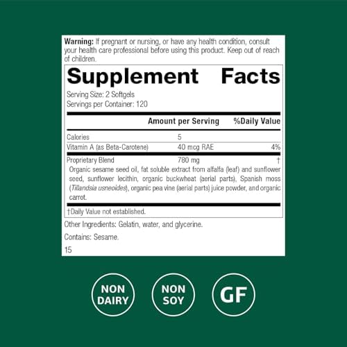 Standard Process Chlorophyll Complex side label showing organic ingredients and proprietary blend