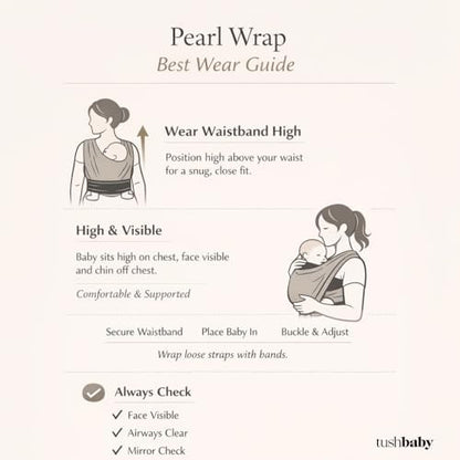 Close up of Tushbaby Pearl wrap breathable soft fabric
