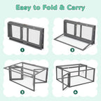 COZIWOW Chicken Coop Run Rabbit Hutch, Portable Chicken Cage Pens with Top & Side Opening Doors, Folding Wooden Chicken Coop, Outdoor Indoor Small Animal Playpen, Chicken Brooder Box, 43.3Inch (Grey) - Image 7