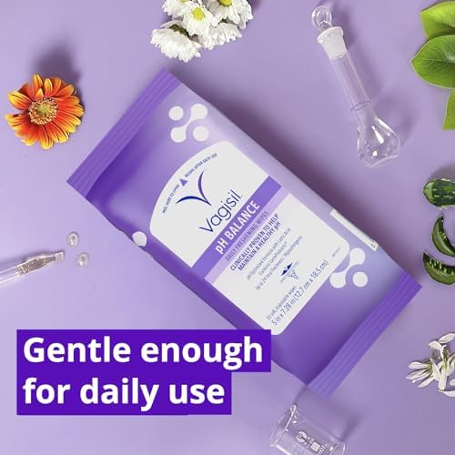Soft and disposable Vagisil feminine wipes featuring LactoPrebiotic formula