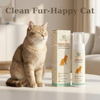 Side view of Fav Paws waterless cat grooming shampoo for flea control