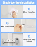 Sequhitku home safety locks package containing two counts of white cabinet latches