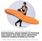 Underside of Superfeet Orange insole highlighting the deep heel cup structure
