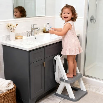 SKYROKU 2 in 1 foldable potty ladder seat with adjustable height positions