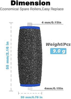 Comparison of new replacement rollers next to electronic foot file device