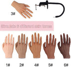 Close up of silicone practice hand fingers for nail training