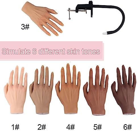 Close up of silicone practice hand fingers for nail training