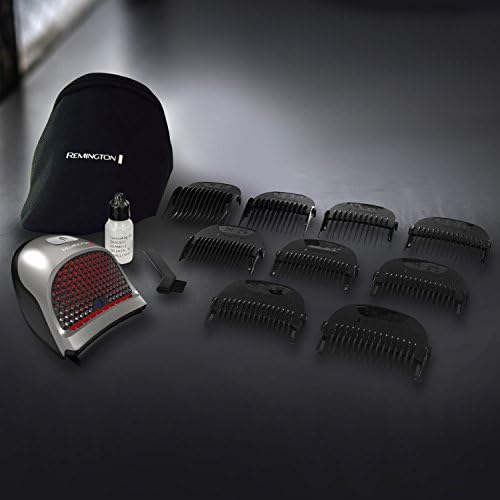 Remington HC4250 cordless electric razor showcasing the extra wide curved stainless steel blade.