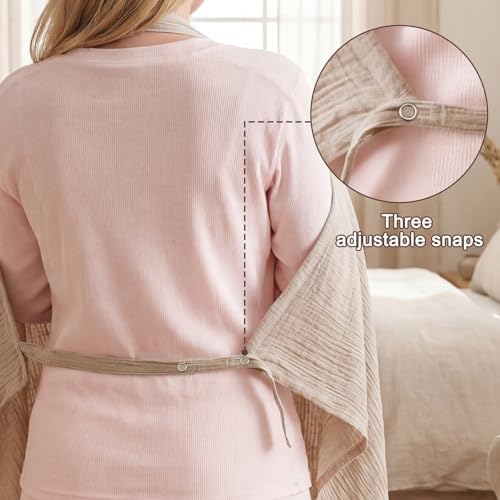 Mother using Layzoo cotton muslin breastfeeding cover