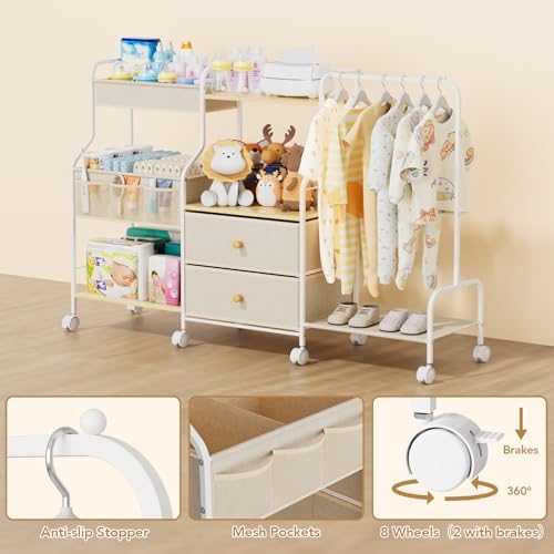 BBLIKE 3 tier diaper caddy wheels and structure
