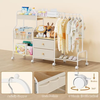 Bblike rolling diaper cart side view with mesh pockets