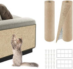 ZLAFM adhesive cat scratcher fabric being cut with scissors to custom fit a sofa arm