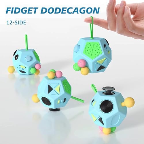 DoDoMagxanadu 12 sided fidget cube showing rolling gears and clickable button faces